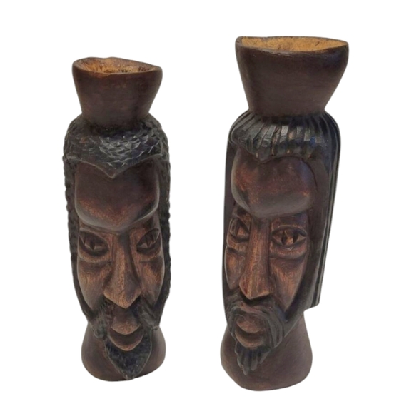Other - Collectible Decorative Hand Carved Wooden Tribal/Jamaican Bust Male Set of 2.
